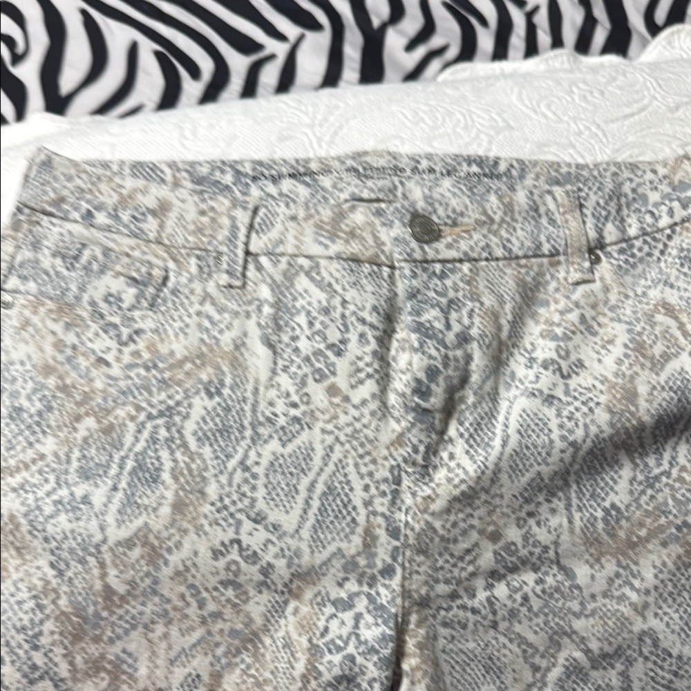 Chico's Snake Print Ankle Pants - Gray and Cream